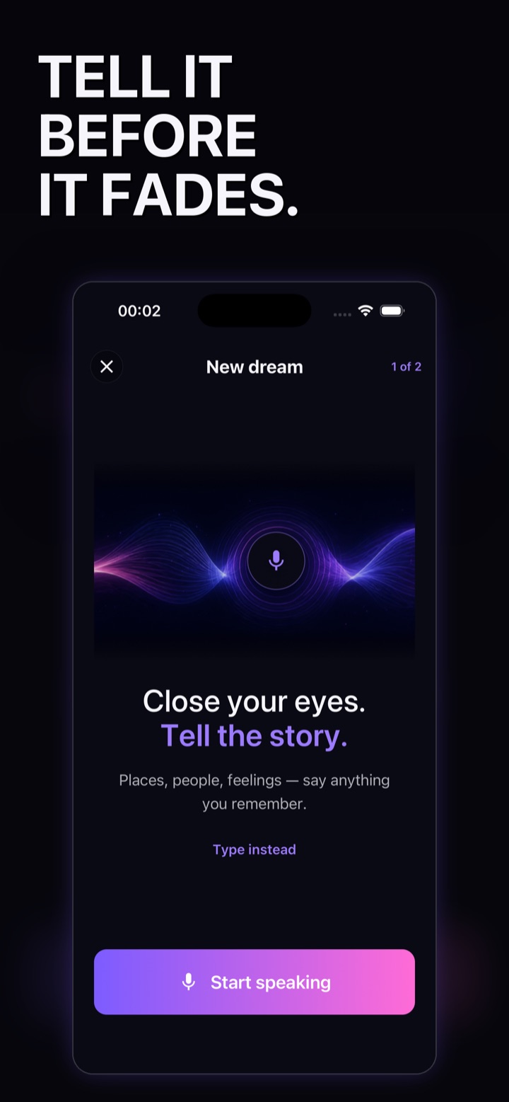 WatchDreams capture screen with voice recording and Type instead